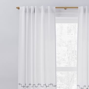 Belgian Flax Linen Ladder Stripe Curtain, White + Midnight, 48"x96" - Image 3