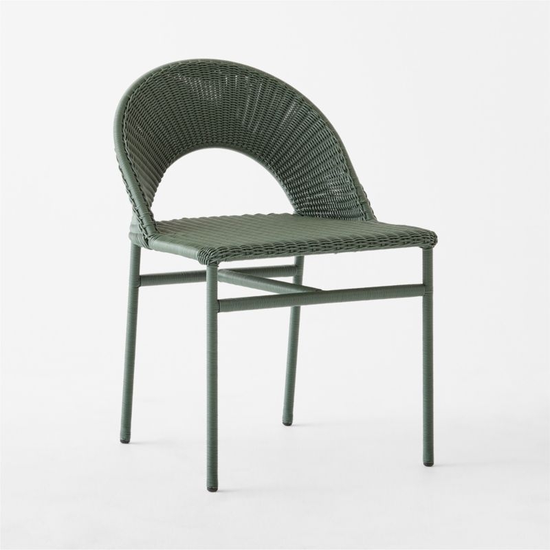 Arly Green All-Weather Rattan Outdoor Dining Chair - Image 1