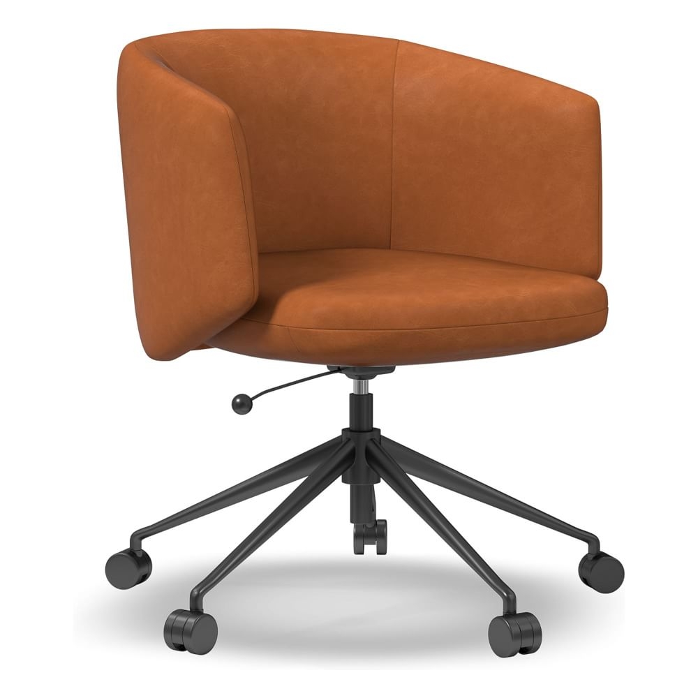 Crescent Office Chair Vegan Leather Saddle Dark Bronze - Image 0