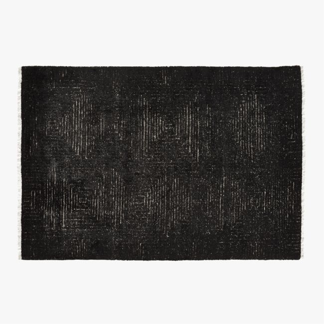 Keen Hand-Knotted Viscose Black Area Rug 6'x9' - Image 0