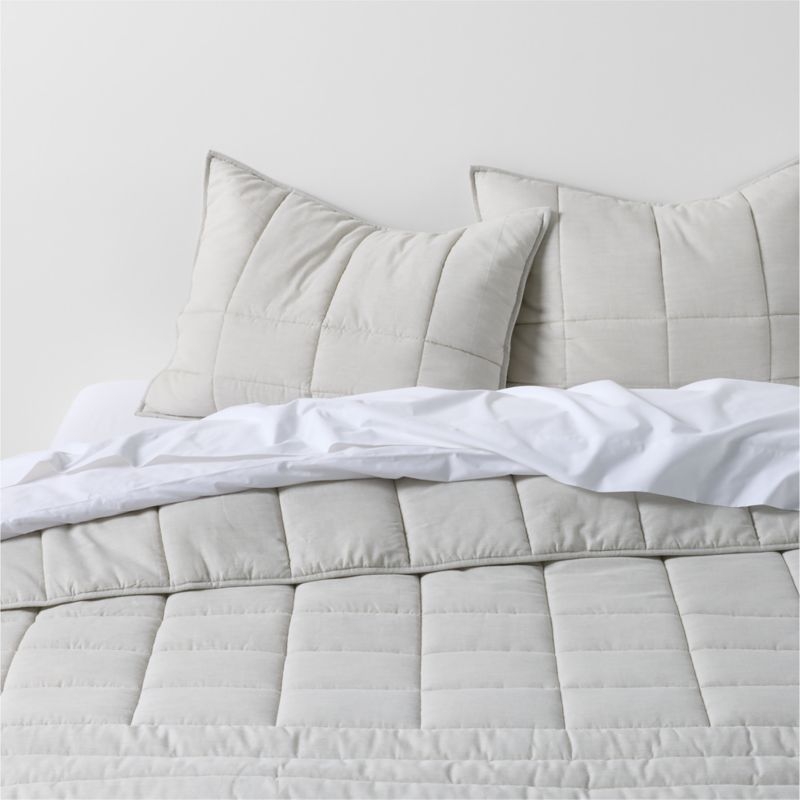 Organic Cotton Heathered Grey Grid Standard Bed Pillow Sham - Image 2