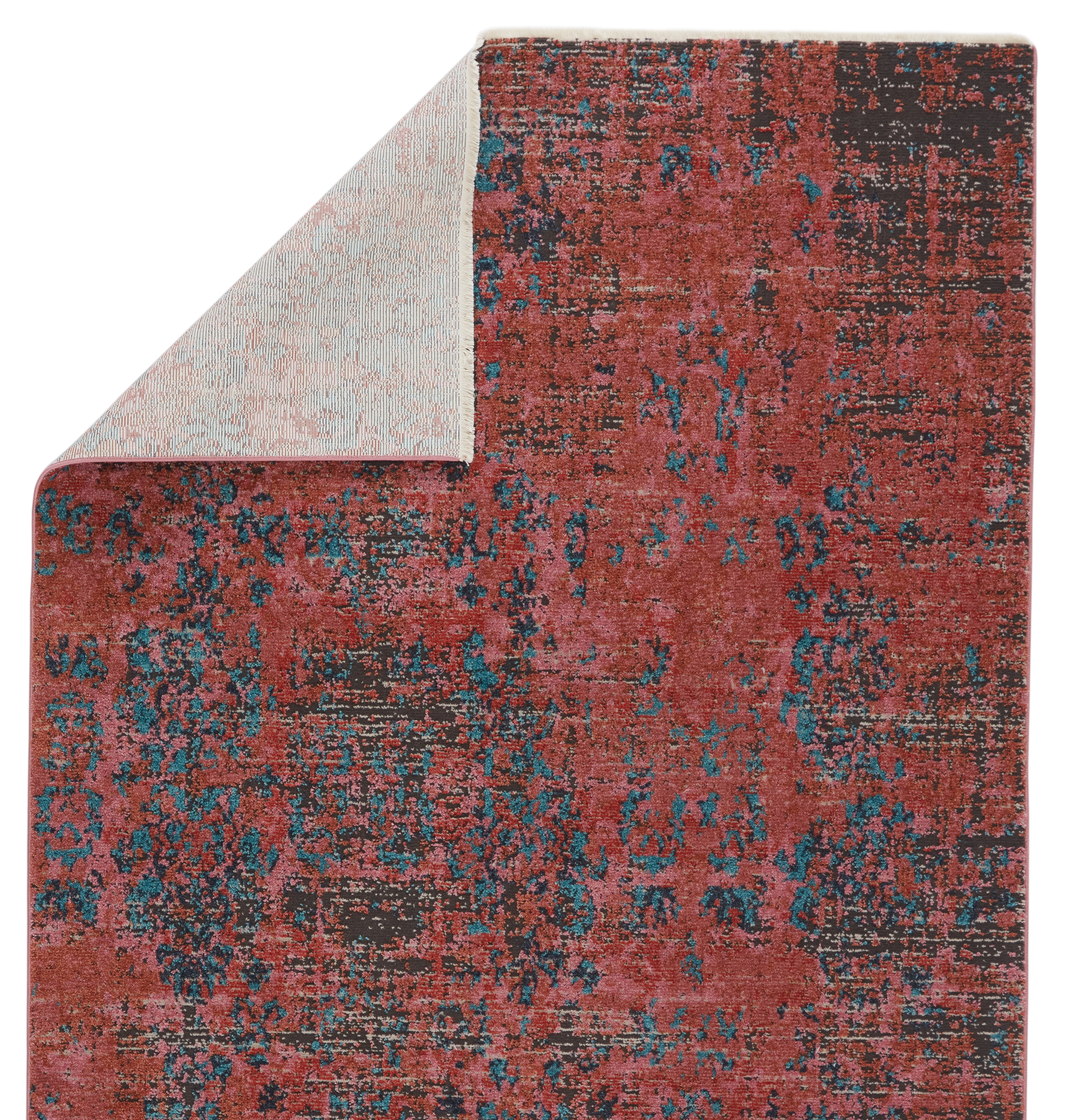 Vibe by Ezlyn Abstract Red/ Teal Area Rug (7'10"X11'1") - Image 2
