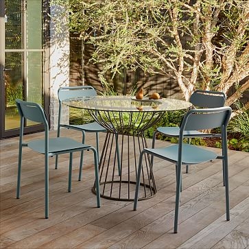 Outdoor Metal Stacking Dining Chair, Lush, Set of 2 - Image 2