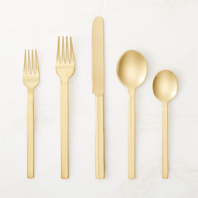Mepra Stile 5-Piece Polished Gold Flatware Set - Image 0