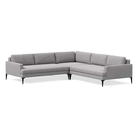 Andes Sectional Set 23: XL Left Arm 2.5 Seater Sofa, XL Right Arm 2.5 Seater Sofa, XL Corner, Poly, Sunbrella Performance Chenille, Fog, Dark Pewter - Image 0