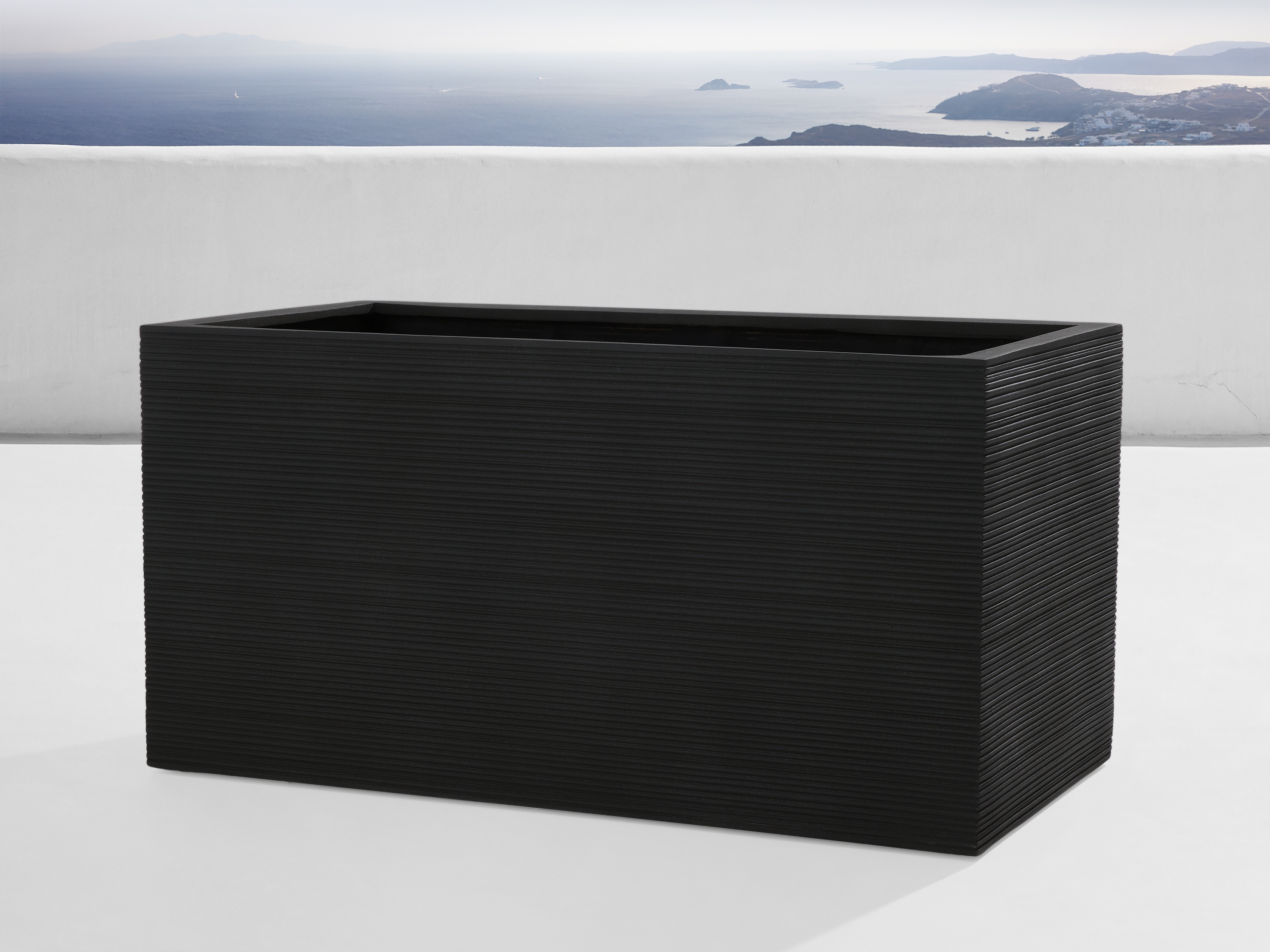 Cabo Outdoor Rectangular Planter in Stone White  40" - Image 0