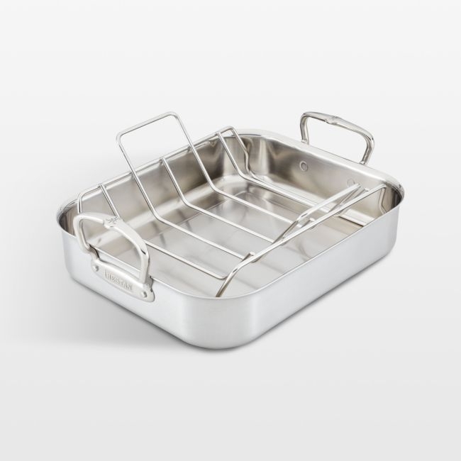 Hestan Provisions Large 17" Stainless Steel Roasting Pan with Rack - Image 0