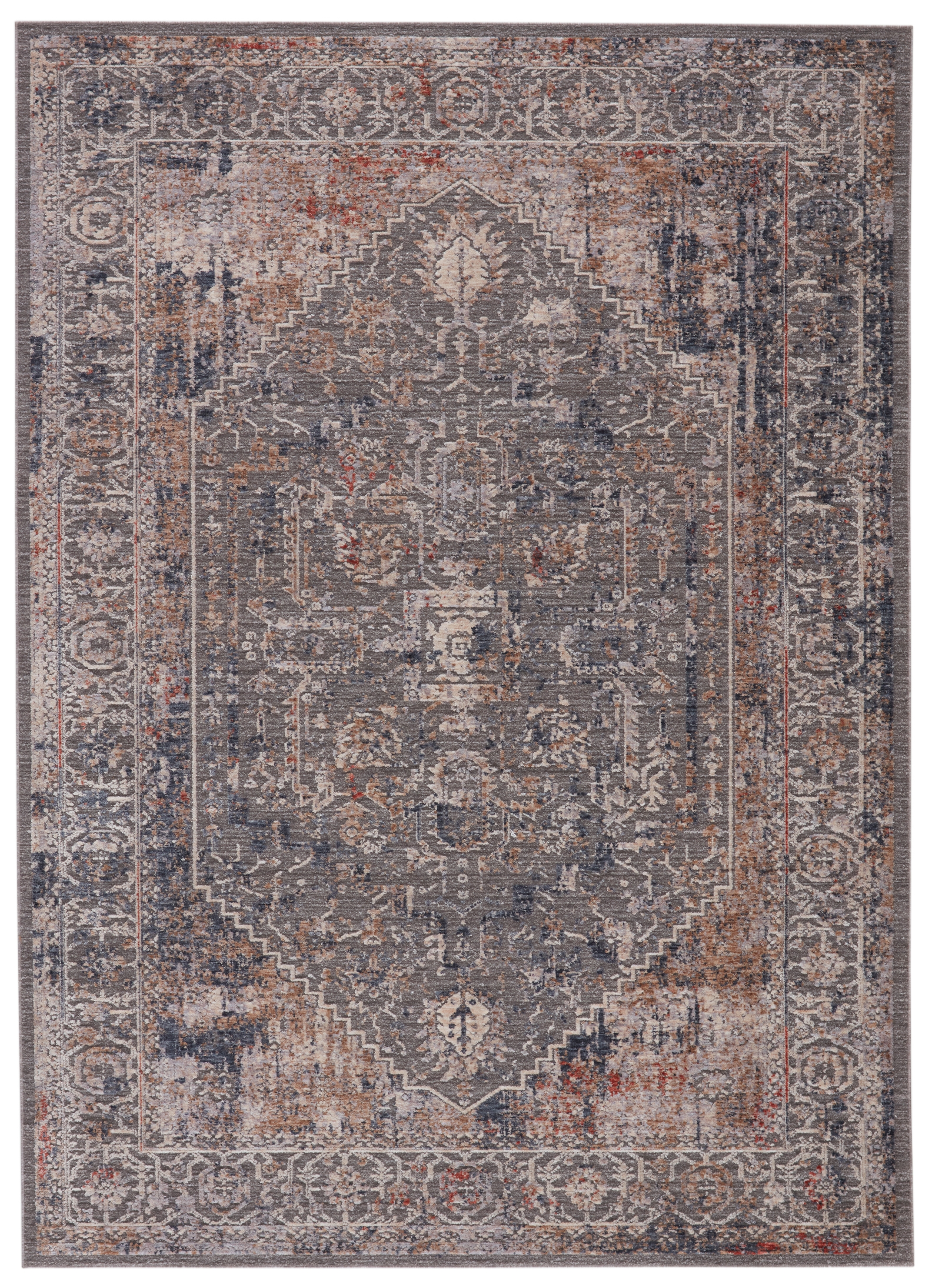 Valle Medallion Gray/ Cream Area Rug (7'6"X9'6") - Image 0