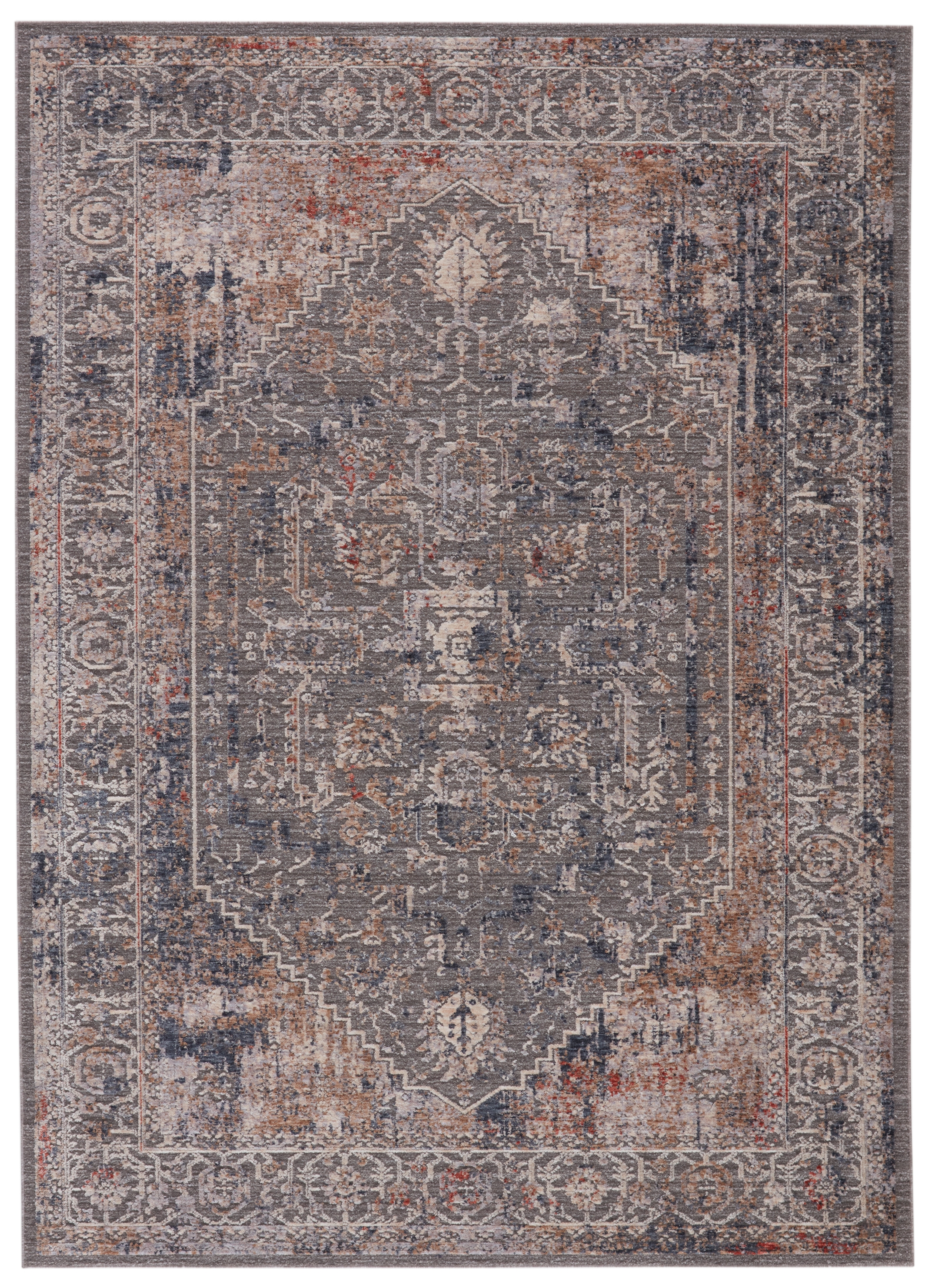 Valle Medallion Gray/ Cream Runner Rug (2'6"X8') - Image 0