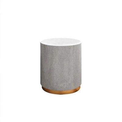 Light Gray Side Table Round Cement End Table For Living Room - Image 0