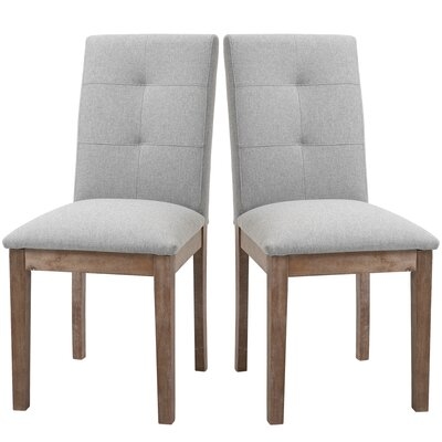 High Back Dining Chairs, Set Of 2, Tufted Fabric Upholstered Armless Side Chairs With Solid Wood Legs For Living Room, Kitchen, Study, Grey - Image 0