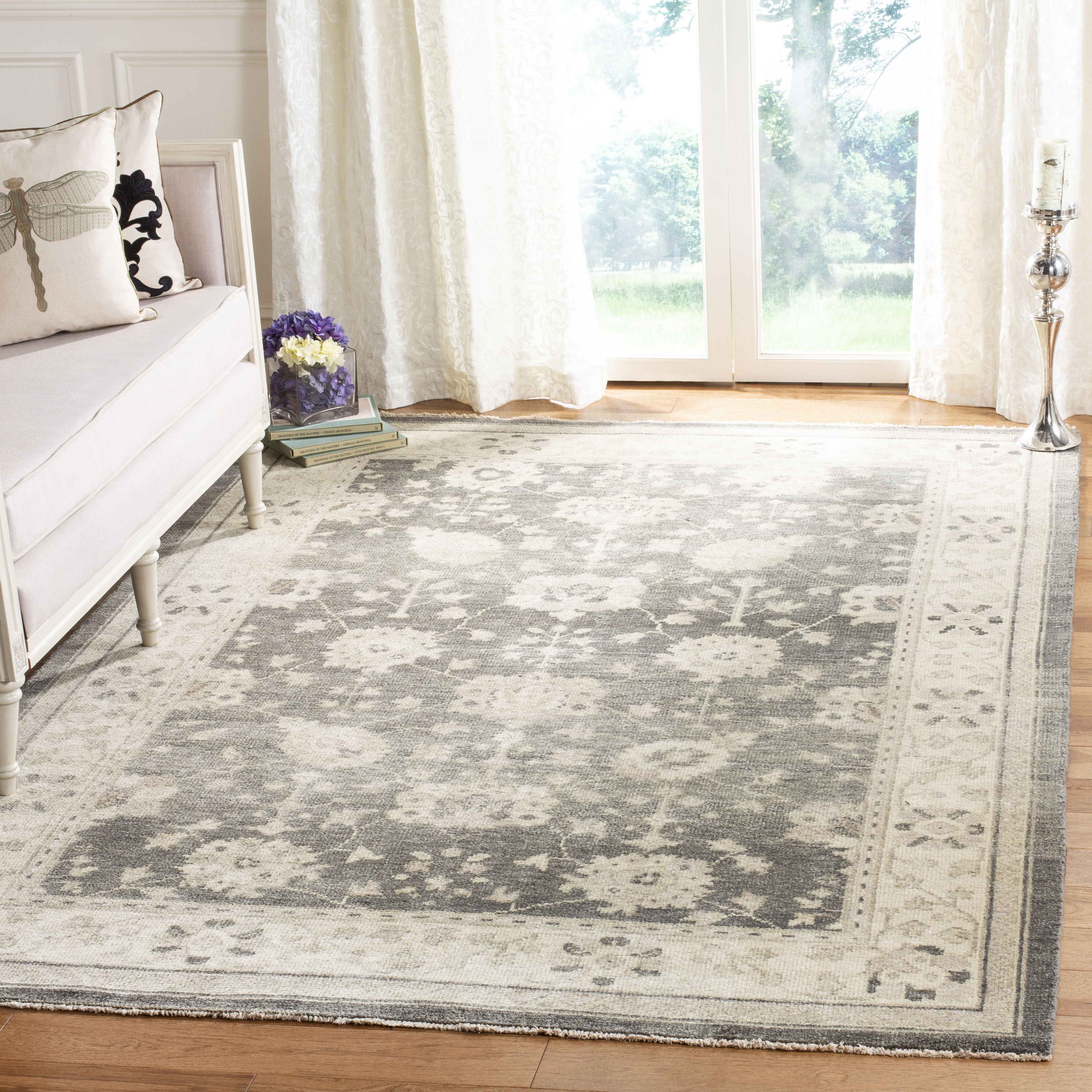 Arlo Home Hand Knotted Area Rug, SVS158A, Grey/Ivory,  9' X 12' - Image 1