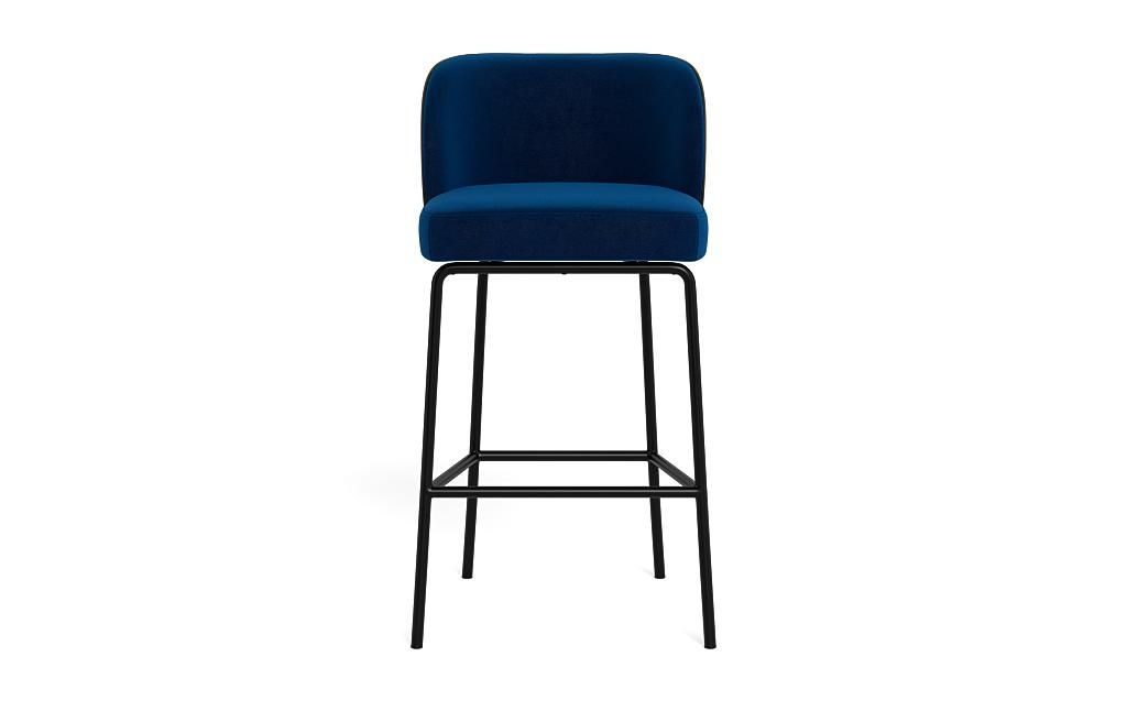Graham Metal Framed Upholstered Bar Stool with Contrast Piping - Image 0
