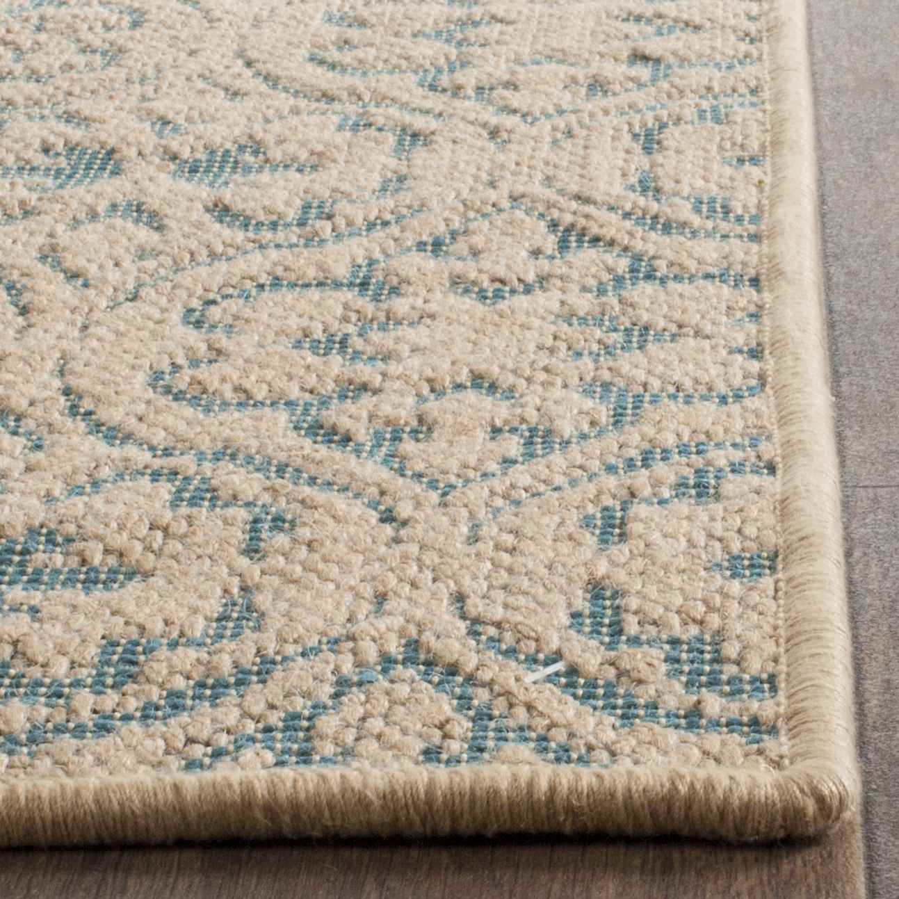 Arlo Home Hand Woven Area Rug, PAB511A, Natural/Turquoise,  3' X 5' - Image 1