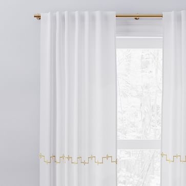 European Flax Linen Ladder Stripe Curtain, White/Dark Horseradish, 48"x84" - Image 3