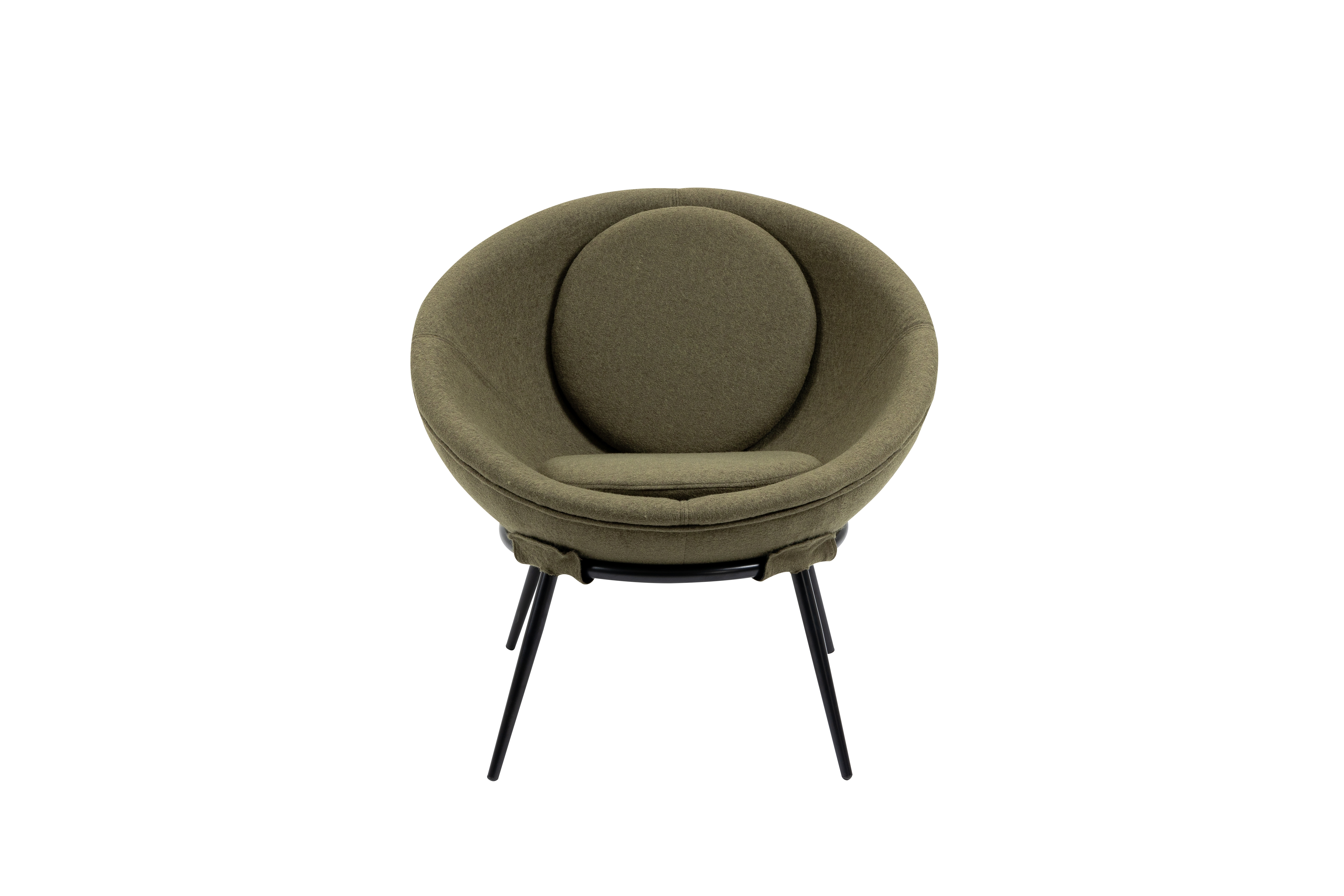 Mid Century Upholstered Cup Chair, Dark Olive - Image 0