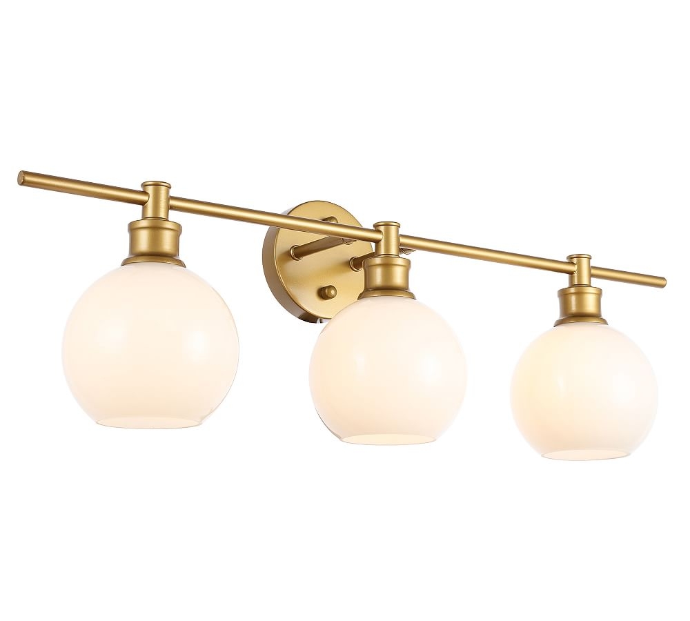 Collem Triple Sconce, 28.1", Brass and Frosted White Glass - Image 0