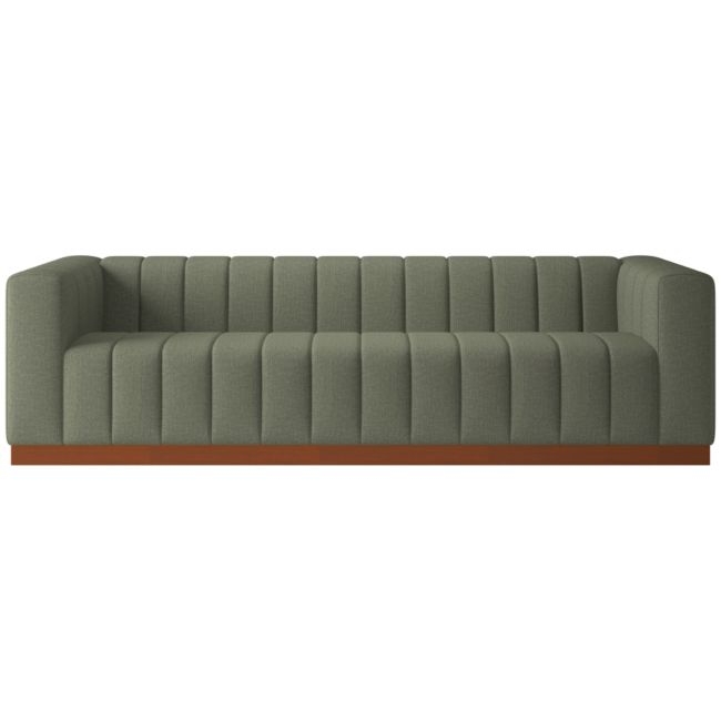 Forte 101" Artisan Moss Sofa with Walnut Base - Image 0