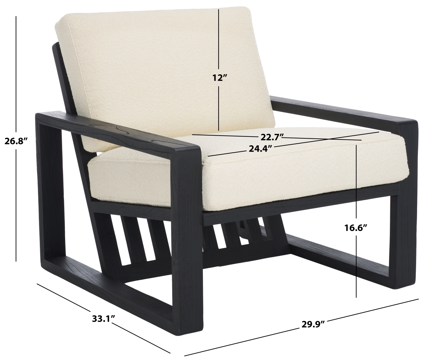 Decarlo Wooden Frame Accent Chair - Beige/Black - Image 8