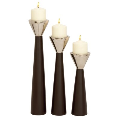 3 Piece Wood Candlestick Set - Image 0
