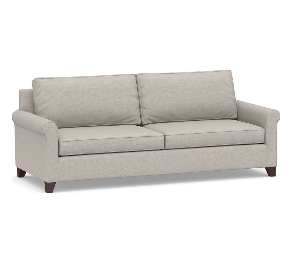Cameron Roll Arm Upholstered Deep Seat Grand Sofa 2x2, Polyester Wrapped Cushions, Chunky Basketweave Stone - Image 0