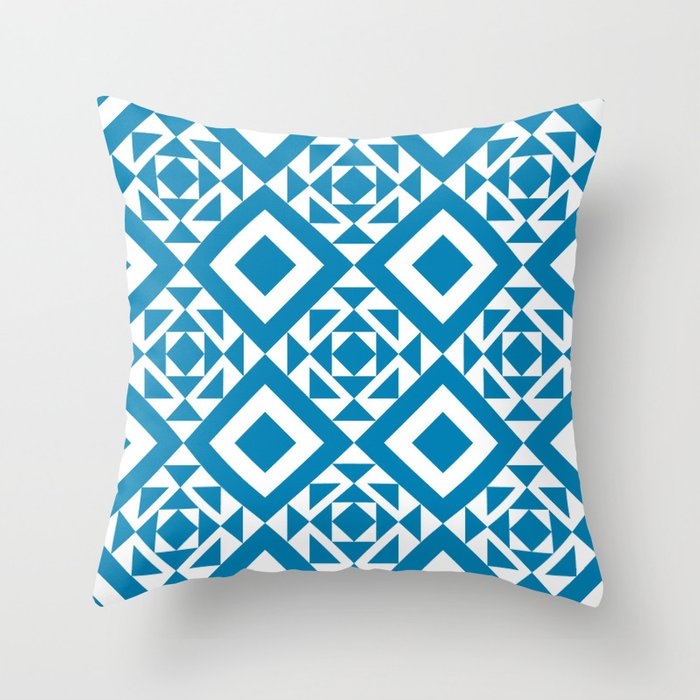 Bohemian Geometric Pattern 02a Throw Pillow by The Old Art Studio - Cover (18" x 18") With Pillow Insert - Outdoor Pillow - Image 0