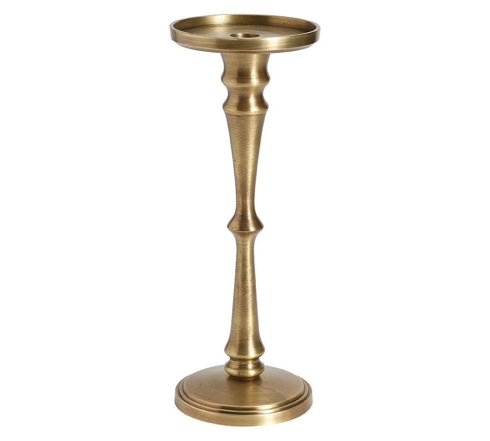 Booker Pillar Candleholder, Tall, 10.75"H - Brass - Image 0
