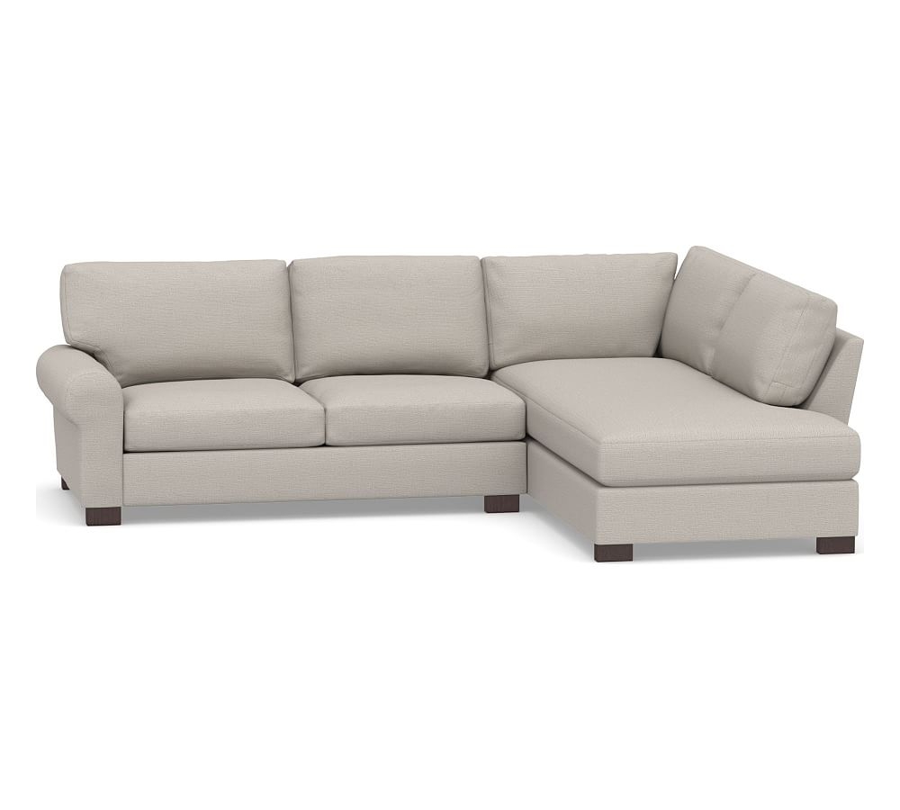 Turner Roll Arm Upholstered Left Arm Loveseat Return Bumper Sectional, Down Blend Wrapped Cushions, Chunky Basketweave Stone - Image 0