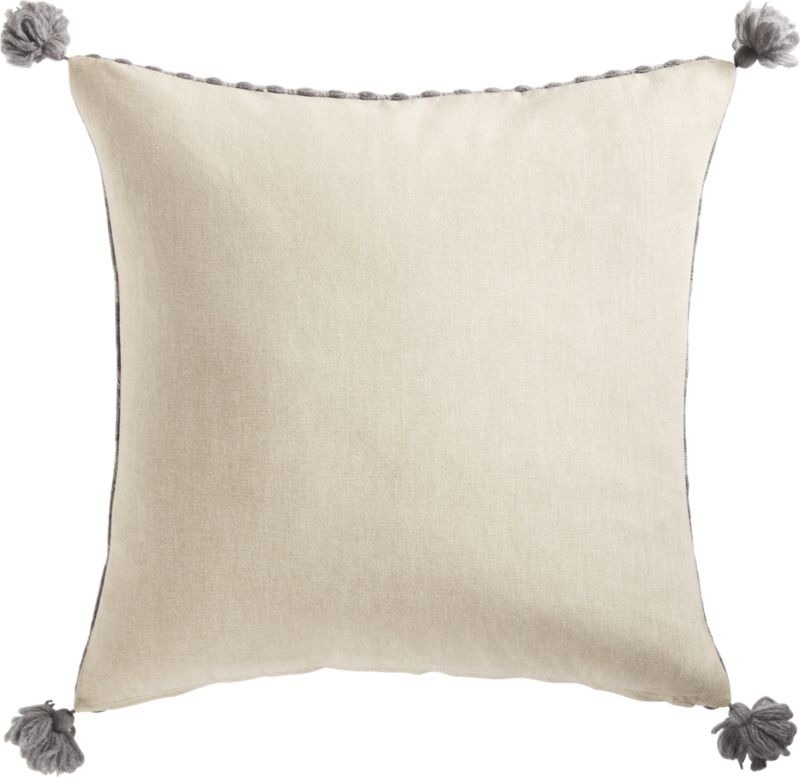 23" Sven Grey Tassel Pillow with Feather-Down Insert - Image 2
