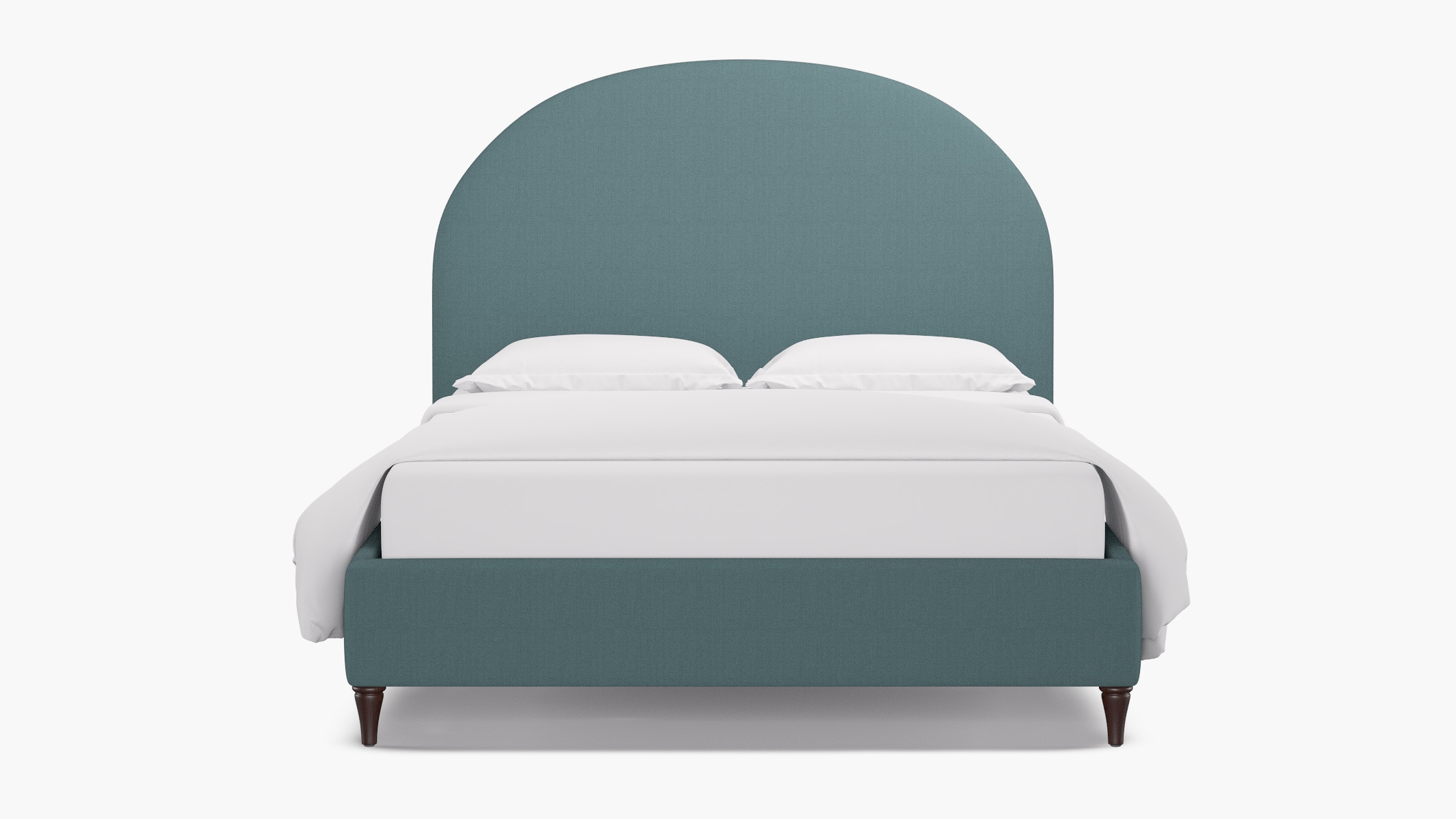 Demilune Bed, Seaglass Everyday Linen, Espresso Decorative Tapered Leg, Twin - Image 0