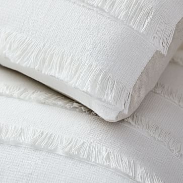Fringe Pillow Cover, 12"x21", White - Image 1