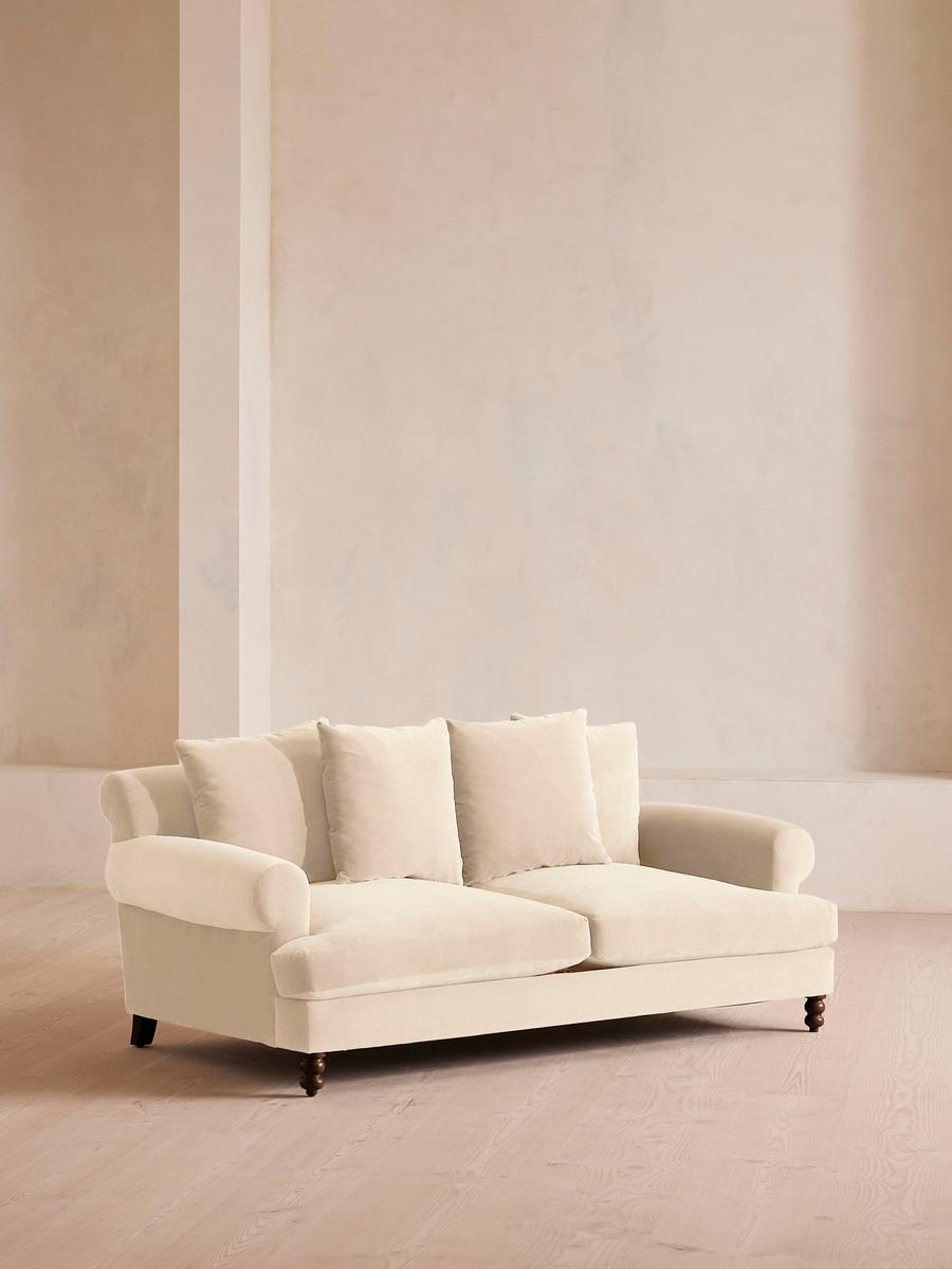 Audrey Two Seater Sofa, Velvet, Porcelain, US - Image 0