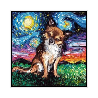 Long Haired Chihuahua Night by Aja Trier - Painting Print - Image 0