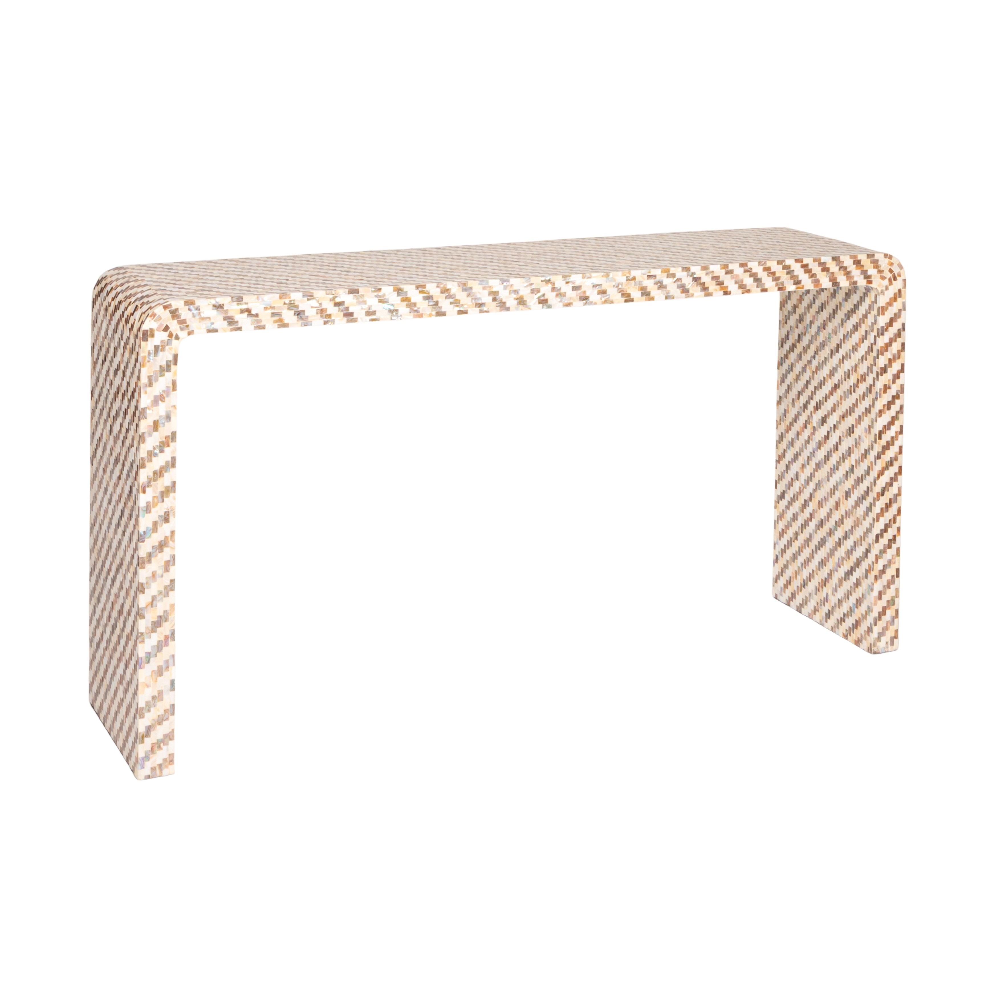 Mother of Pearl Waterfall Console Table, Brown - Image 0