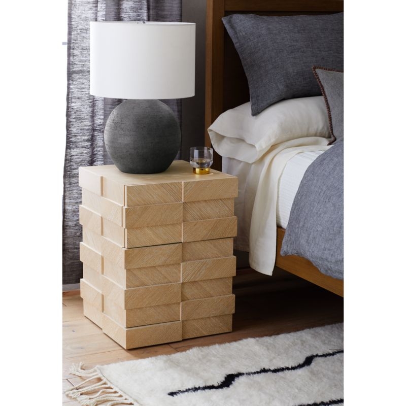Flitch Natural Wood End Table with Storage - Image 1