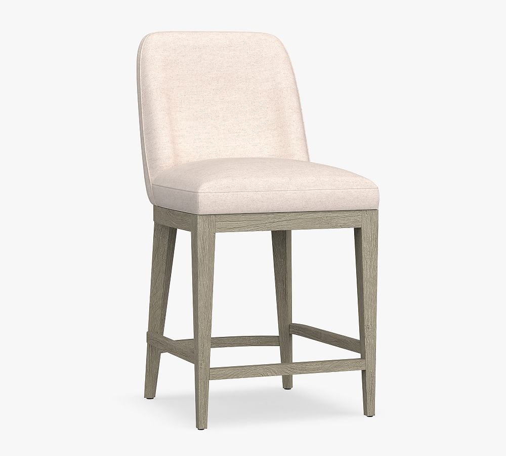 Layton Upholstered Counter Height Bar Stool, Gray Wash Leg, Park Weave Charcoal - Image 0