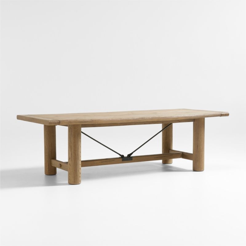 Breckenridge 100"-126" Weathered Rustic Oak Wood Extendable Dining Table - Image 1