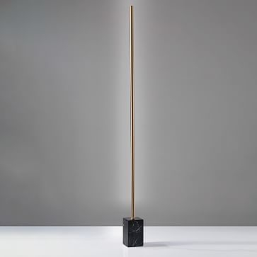 Modern LED Marble LED Washer Floor Lamp, Antique Brass & White Marble - Image 2