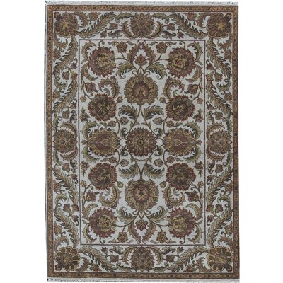 One-of-a-Kind Hand-Knotted Ivory 4'11" x 7'2" Wool Area Rug - Image 0