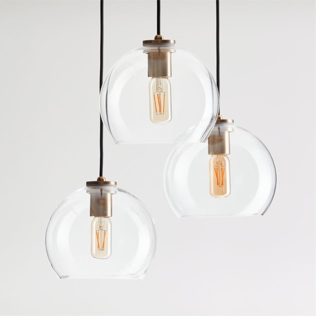 Arren Brass 3-Light Round Pendant with Round Clear Glass Shades - Image 0