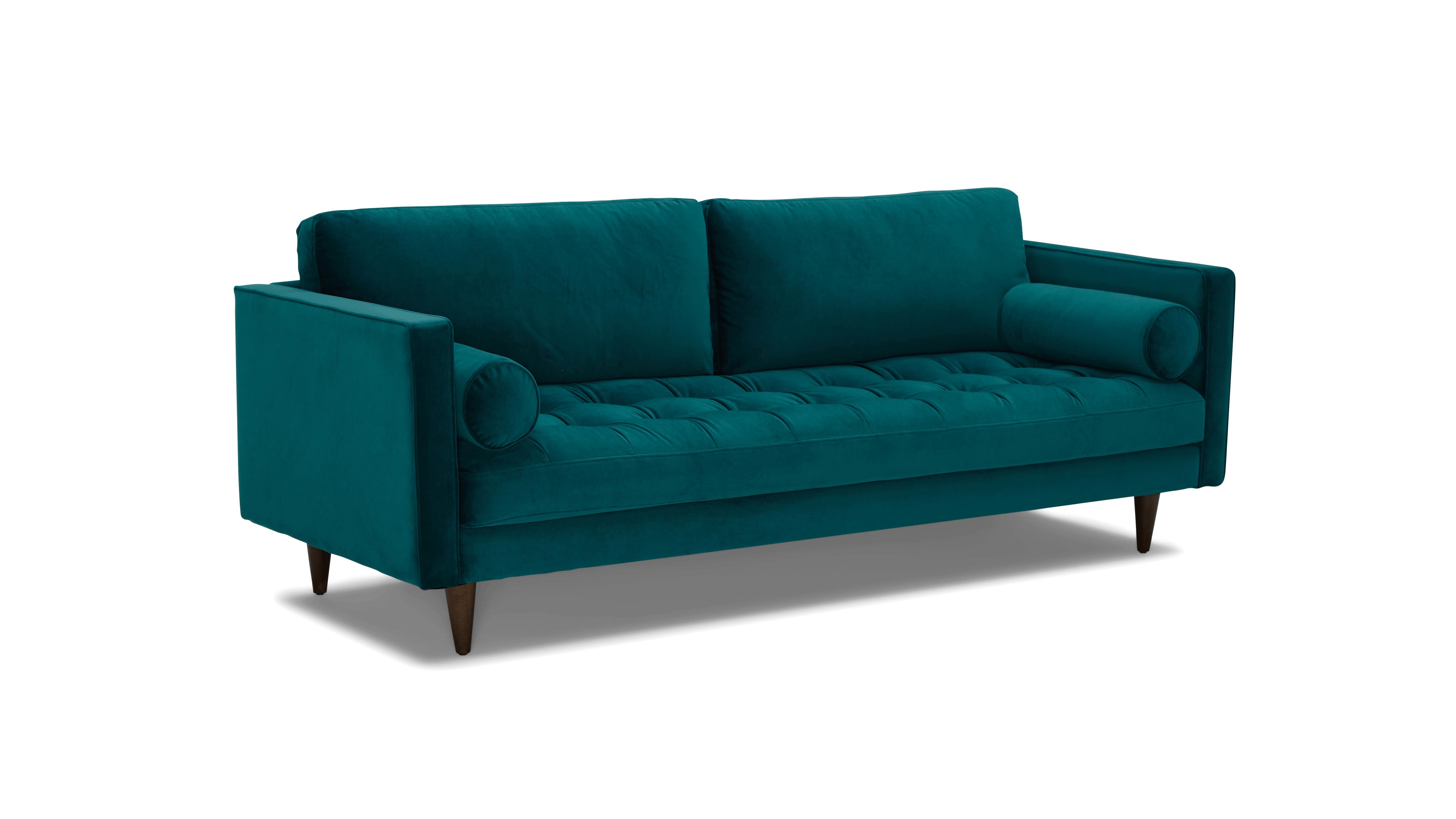 Blue Briar Mid Century Modern Sofa - Royale Peacock - Mocha - Image 1