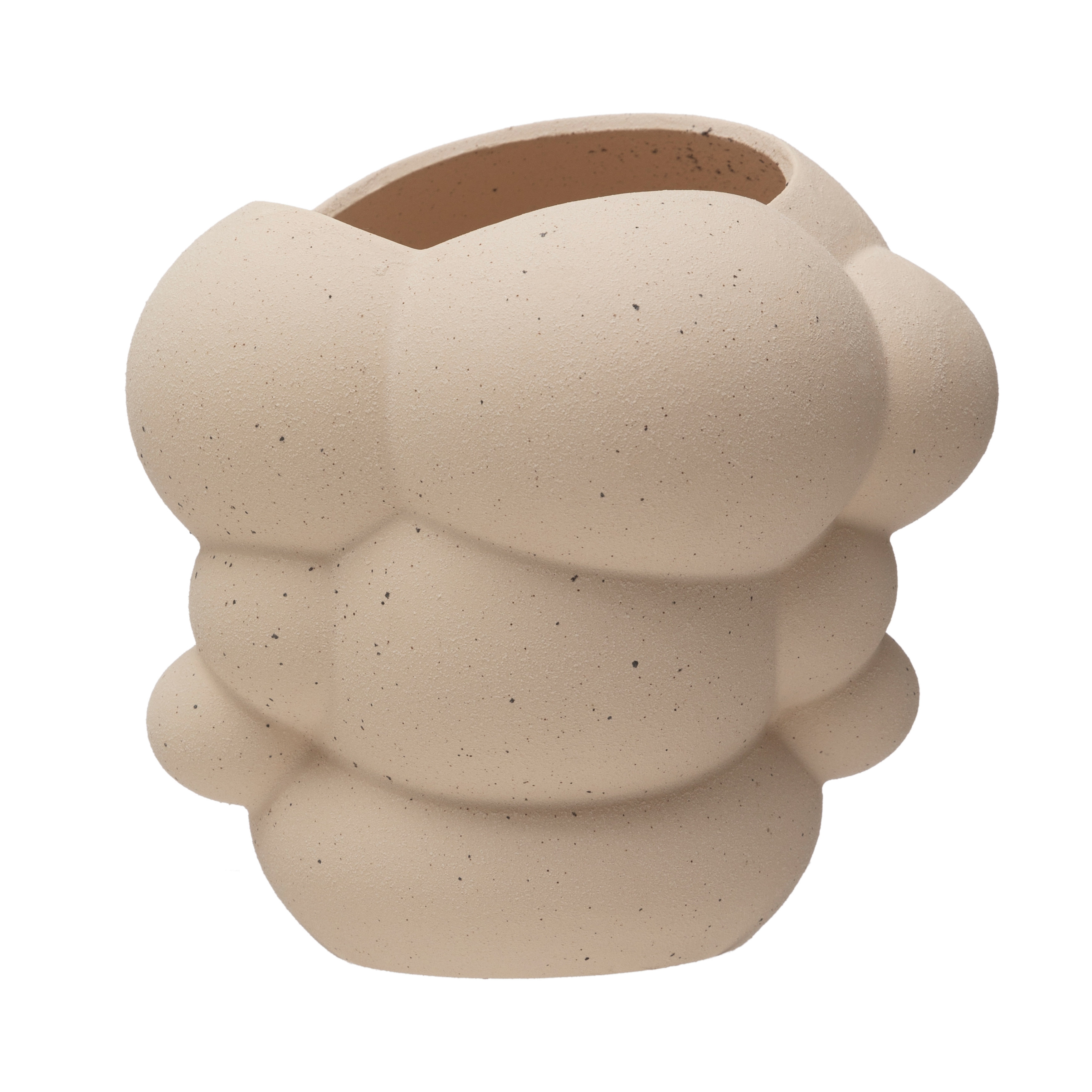  Stoneware Organic Shaped Vase, Cream Sand Finish - Image 0
