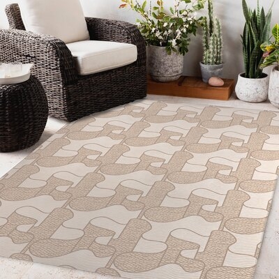 RIBBON TAN Outdoor Rug By Becky Bailey - Image 0