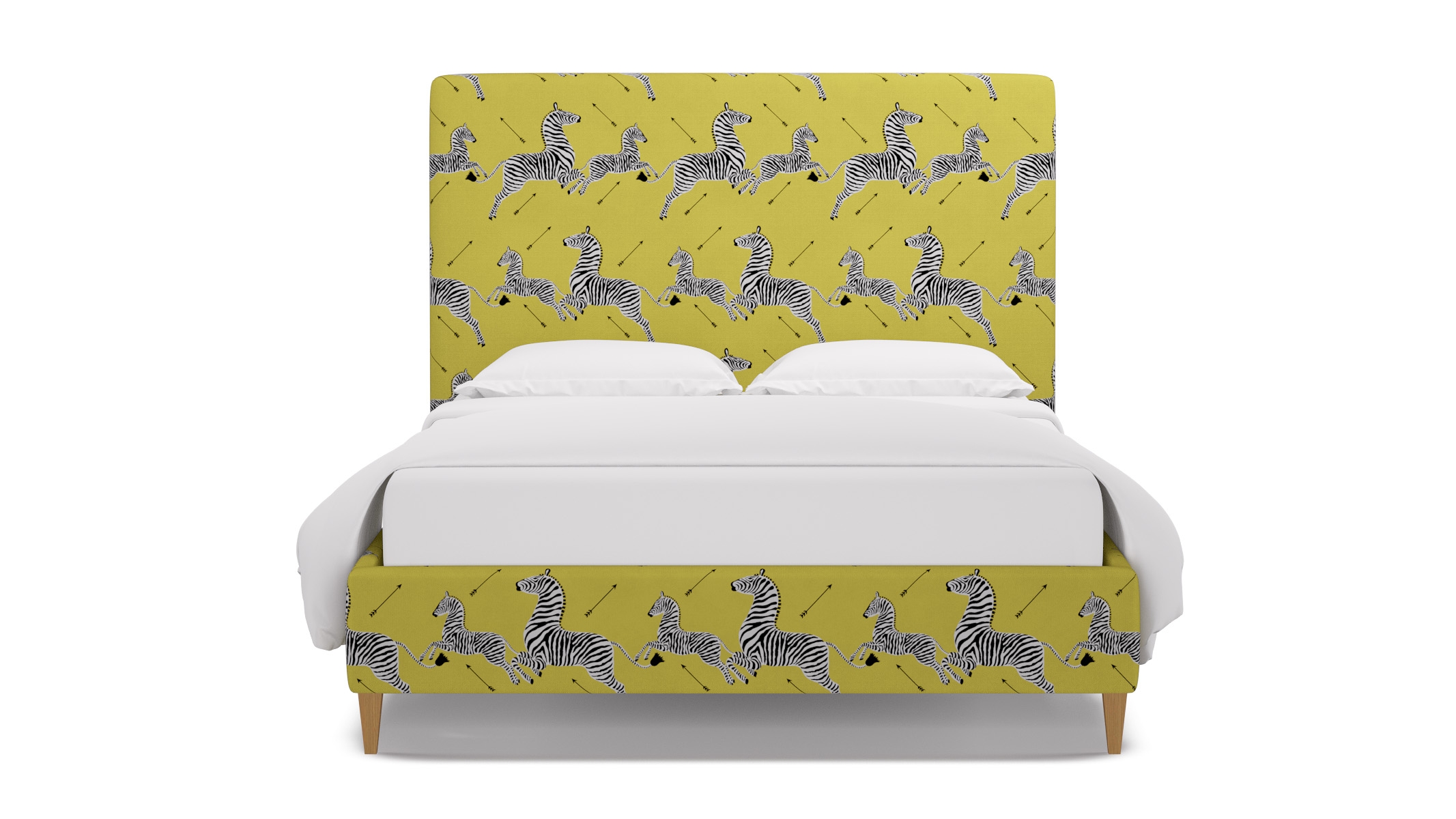 Classic Bed, Yellow Zebra, Natural Square Tapered Leg, Twin - Image 0