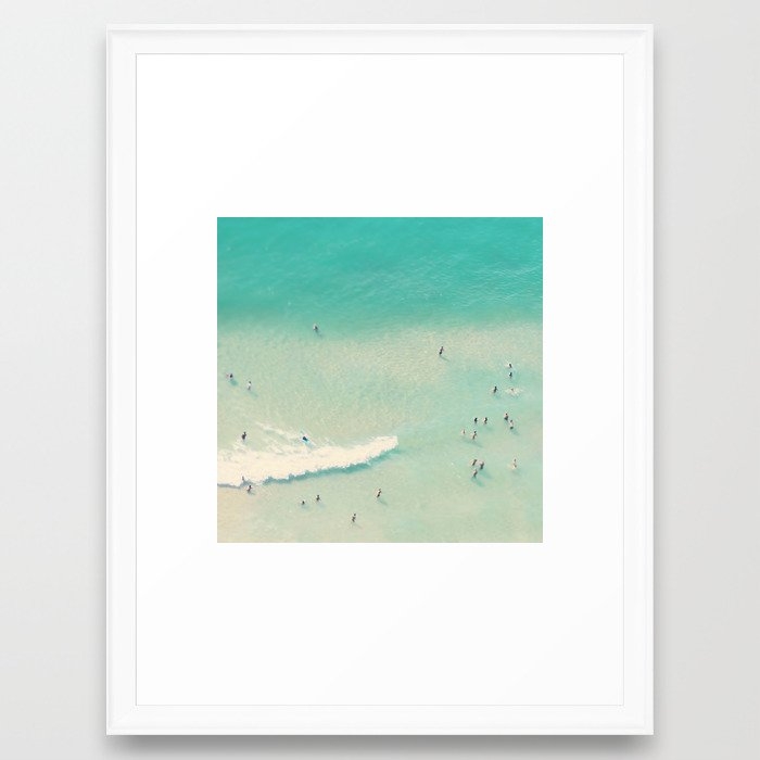 Aerial Ocean - Swimming - Turquoise - Crashing Waves - Sea Photography By Ingrid Beddoes Framed Art Print by Ingrid Beddoes Photography - Scoop White - Medium(Gallery) 18" x 24"-20x26 - Image 0