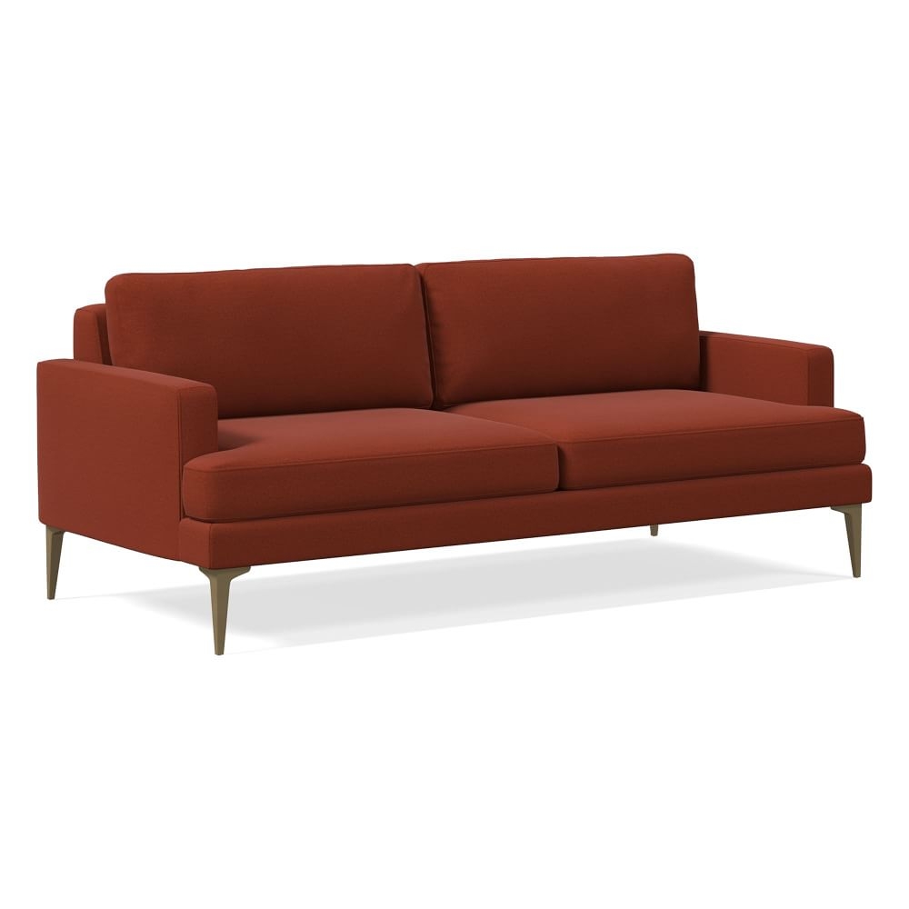 Andes 77" Multi-Seat Sofa, Petite Depth, Distressed Velvet, Burnt Umber, BB - Image 0