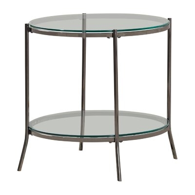 Round Glass Top End Table Black Nickel And Clear - Image 0