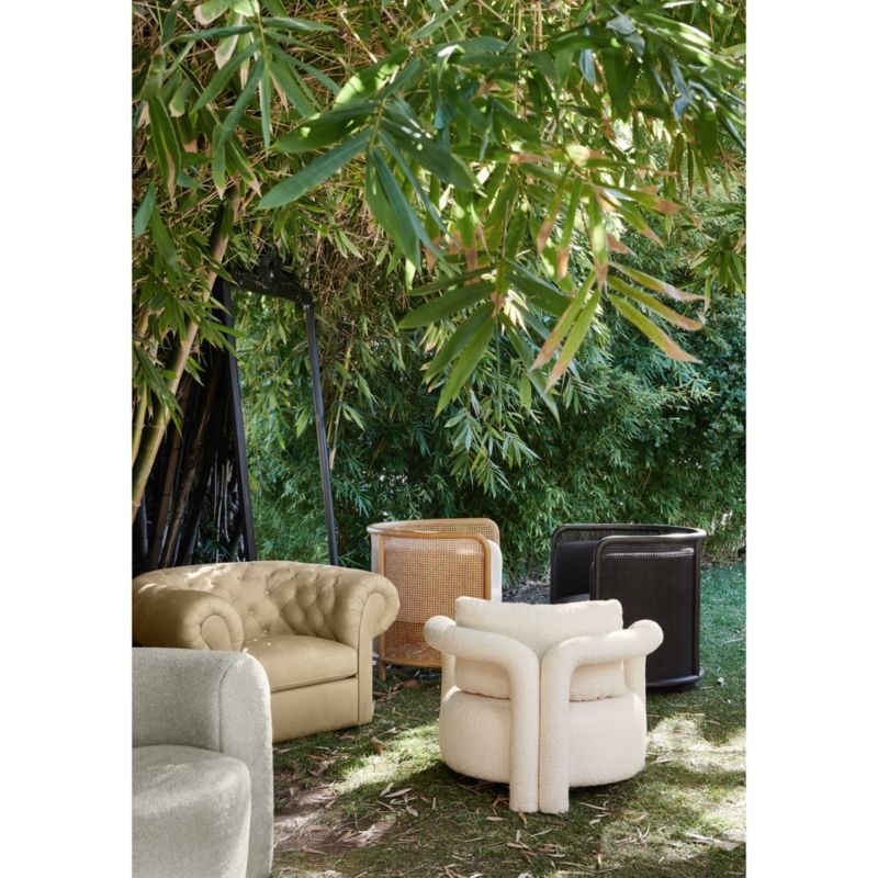 Fields Cane Back Charcoal Grey Swivel Accent Chair by Leanne Ford - Image 2