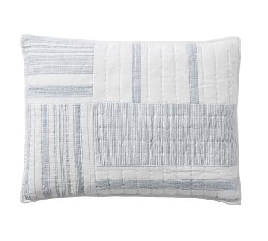 Hawthorn Handcrafted Patchwork Quilted Sham, Standard, Chambray - Image 4