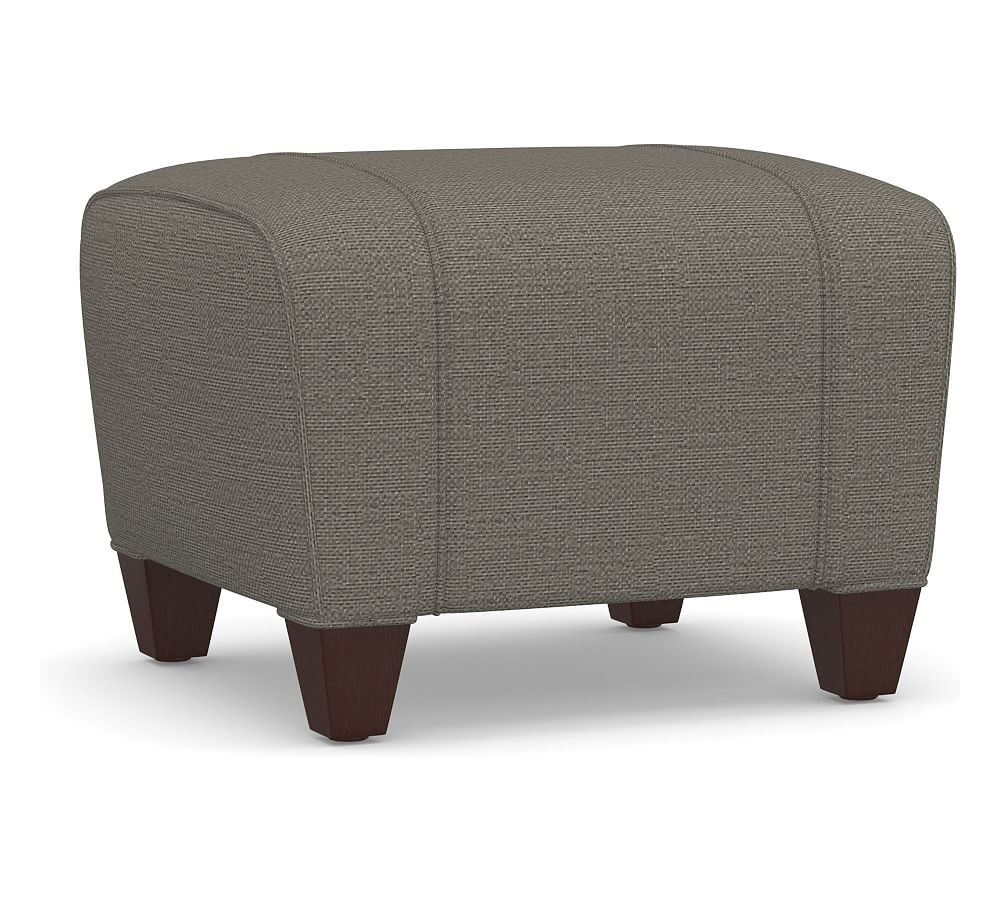 Manhattan Roll Arm Upholstered Ottoman, Polyester Wrapped Cushions, Chunky Basketweave Metal - Image 0
